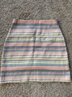 LOFT Pastel Striped Mini Skirt - Pink, Blue & Yellow